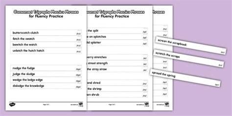 Consonant Trigraphs Phonics Phrases for Fluency Practice