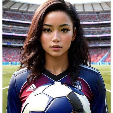 Premium AI Image Female Soccer Player In Blue And White Jersey