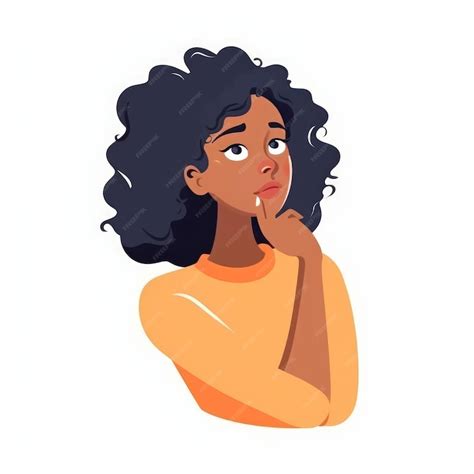 Premium Photo Black Woman Thinking Gesture Cartoon Flat Illustration