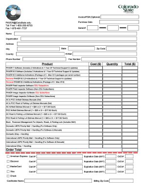 Fillable Online Paver Tm Order Form Paver Colorado State University