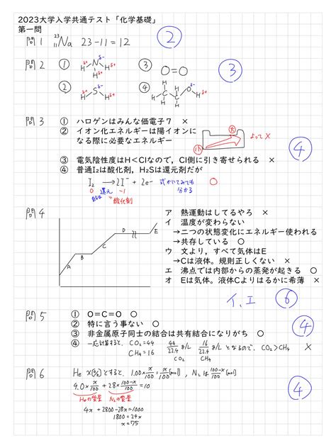 2023共通テスト「化学基礎」解答解説速報 とある化学教師でググって 楽天ブログ