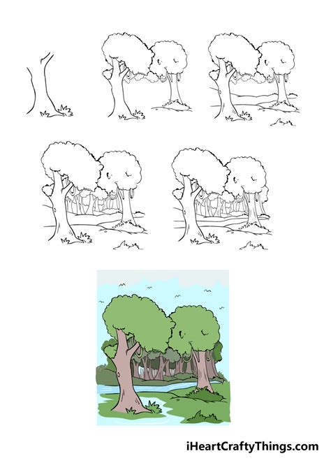 Forest Drawing - How To Draw A Forest Step By Step