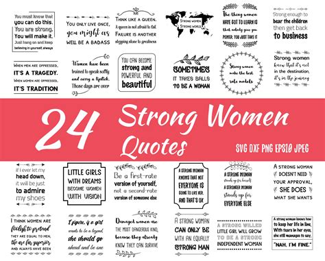 24 Svg Quotes Strong Woman Girl Lady Female Sayings Set Etsy