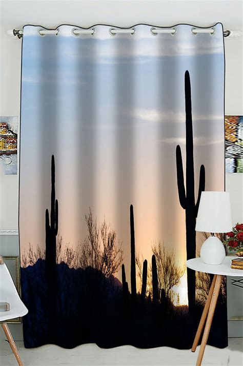 PHFZK Nature Scenery Window Curtain Arizona Desert Landscape At Sunset