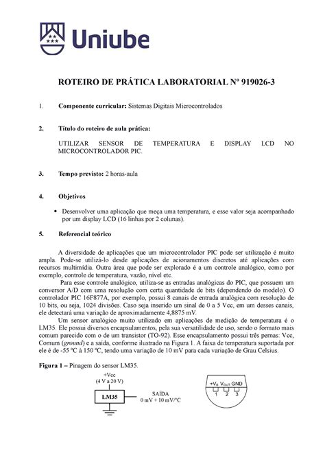 Roteiro 03 Sistemas Digitais Microcontrolados ROTEIRO DE PRÁTICA