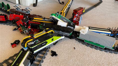 Lego Train Crash Compilation 3 8 Trains Crashing Into Each Other