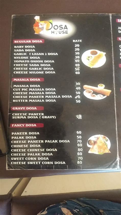 Menu at Dosa house, Sakoli