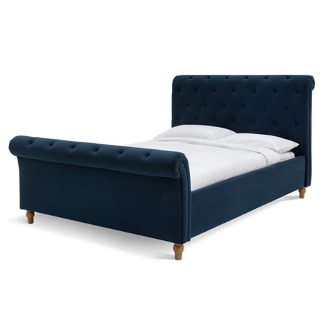 Habitat Harrogate Kingsize Velvet Bed Frame Navy By Habitat