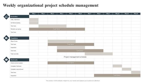 Weekly Organizational Project Schedule Management PPT Template