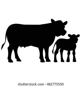 Cow Calf Silhouette Stock Vector (Royalty Free) 482775550 | Shutterstock