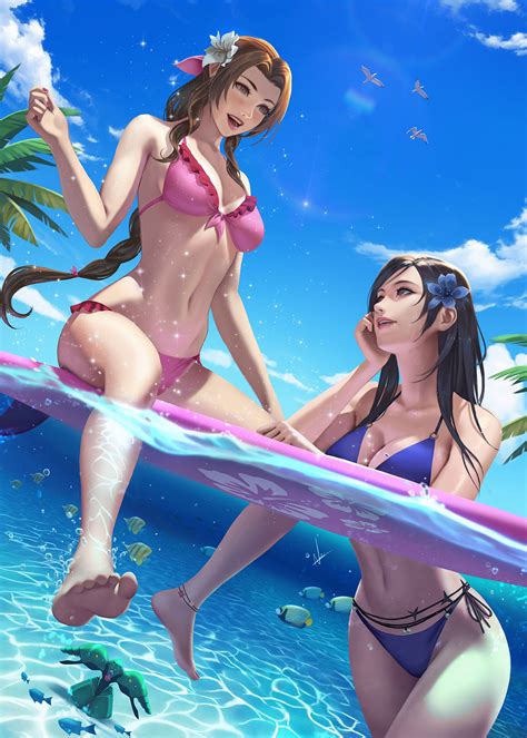 Rule 34 2girls Aerith Gainsborough Anklet Barefoot Beach Feet Final Fantasy Final Fantasy Vii