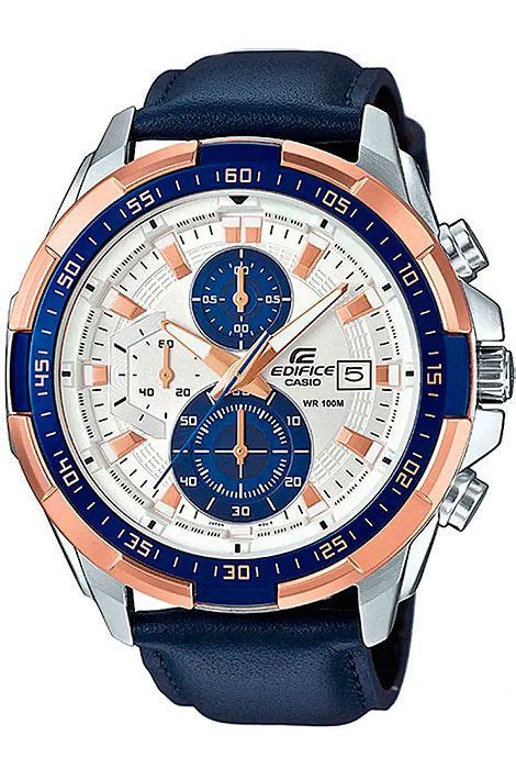 Мужские кварцевые наручные часы Casio Edifice EFR-539L-7C с кожаным ...