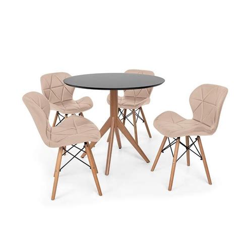 Conjunto Mesa De Jantar Maitê cm Preta Cadeiras Eames Eiffel Slim Nude Leroy Merlin
