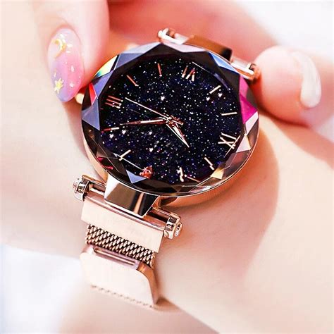 Montre Quartz Ciel Toil Pour Femme Ceinture Magn Tique Diamant Robe