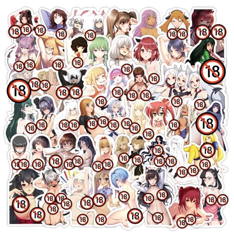 100 Buah Stiker Tahan Air Liar Hentai Telanjang Pinggang Seksi Kartun Anime Buatan Rumah 18
