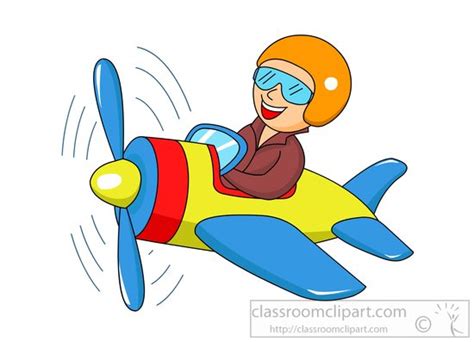 Aircraft Clipart Man Flying Plane Cartoon Style Clipart 81588