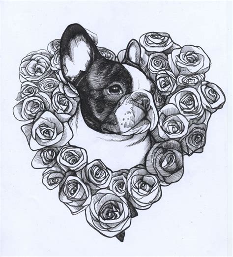 Roses Valentines Day Frenchie French Bulldog Heart Love