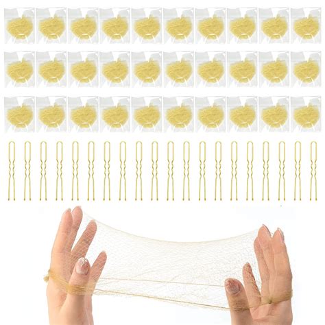 30 Pcs Invisible Hair Nets 20 U Shaped Pins Set Blonde Gold Hair Bun Accessories Buy Now