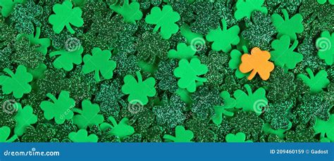 Shamrock Confetti Texture Background Banner With Green And Orange Lucky