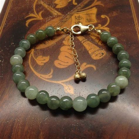 Type A Jadeite Bracelet Genuine Jade Bracelet Gold Green Jade Bead