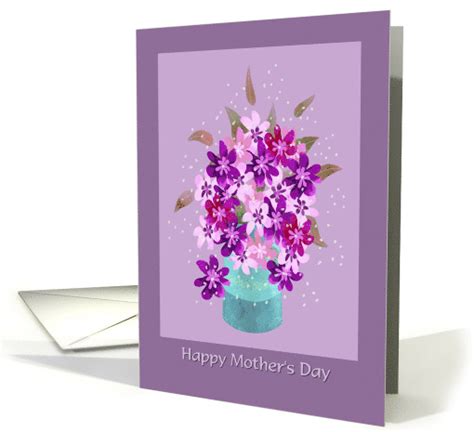 Happy Mothers Day With Bouquet Of Shades Of Pink Red Flowers Card