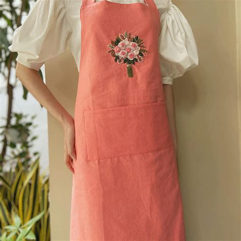 Custom Kitchen Apron Embroidered Hand Embroidered Apron Etsy