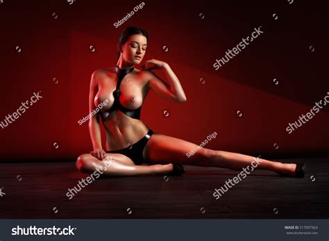 Beautiful Naked Woman Posing Leather Lingerie Stock Photo 517097563 Shutterstock