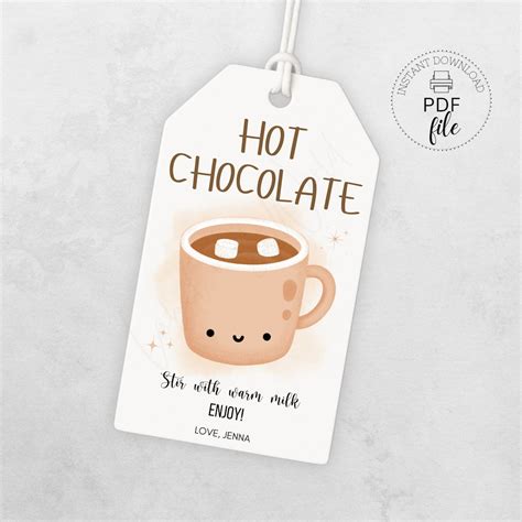 Printable Hot Chocolate Gift Tag Personalized Holiday Fall Winter