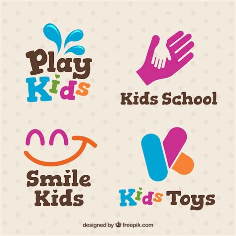 Fantastic Kids Logos With Pink Details Free Vector