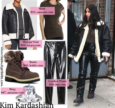 Kim Kardashians Sherpa Coat Patent Leather Pants And Lug Sole Boots