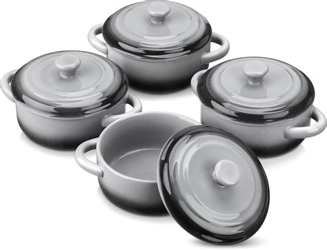 Amazon AVLA 4 Pack Ceramic Soup Bowls With Lid And Double Handles