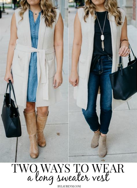 Two Ways To Wear A Long Sweater Vest By Lauren M