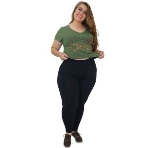 Legging Preta Plus Size Feminina Suplex K B