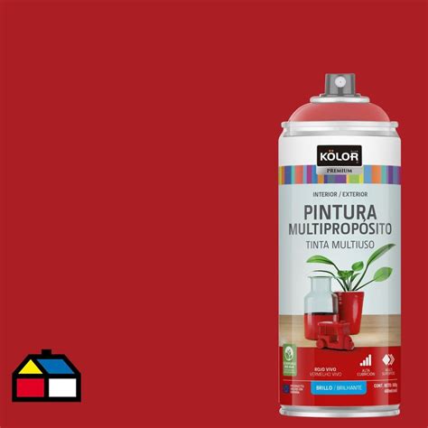 Pintura Esmalte Base Agua En Spray Rojo Vivo Brillante 400 Ml Sodimac