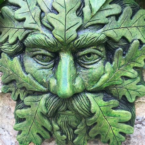 Quercus Green Man Wall Plaque© Stone Garden Ornament Etsy Uk