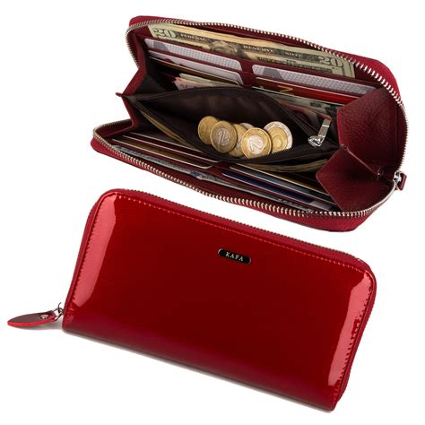 Кошелек женский кожаный лаковый Kafa с RFID защитой (BC74 red), цена ...