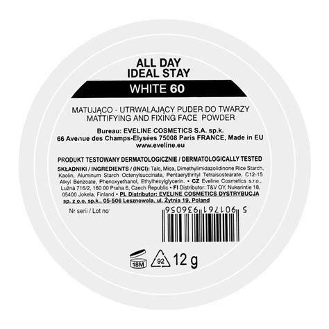 Buy Eveline All Day Ideal Stay Matt Finish & Fix Pressed Powder, 60 ...