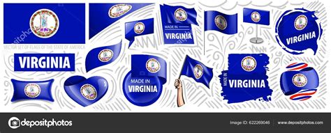 Vector Set Flags American State Virginia Different Designs Stock Vector By ©yayimages 622269046