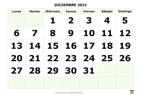 Plantilla Calendario Diciembre 2021 Para Imprimir Riset