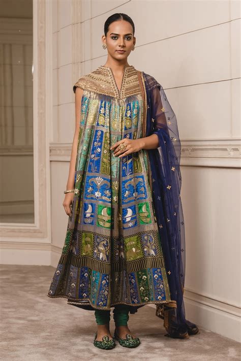 Buy Tarun Tahiliani Green Jacquard Woven Anarkali Set Online Aza Fashions