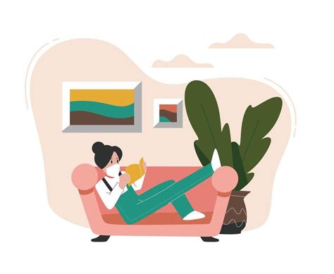 Masked woman relaxing at home concept 1222443 Vector Art at Vecteezy