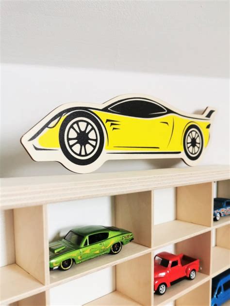 Drewniana półka na autka Hot Wheels GRAFIKA nr3 Garaż na Resoraki oraz samochodziki Matchbox