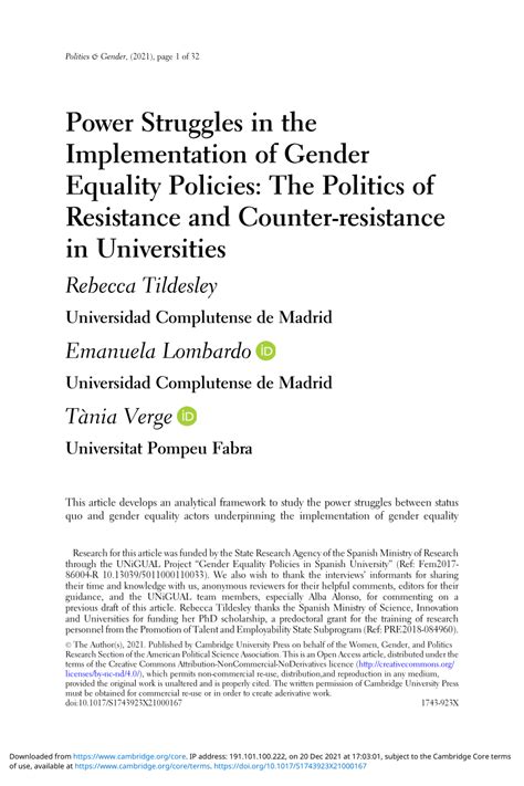 Pdf Power Struggles In The Implementation Of Gender Equality Policies