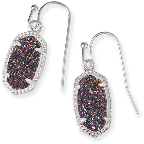 Kendra Scott Lee Silver Drop Earrings In Multicolor Drusy Silver Drop