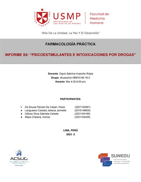 Informe s5 Farmacologia Practica Año De La Unidad La Paz Y El