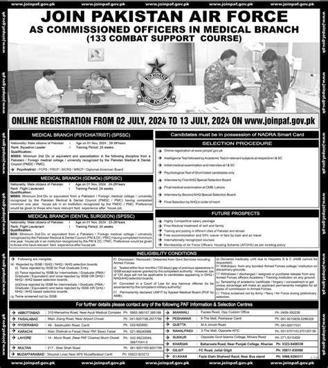 Join Medical Commissioned Officer At Pakistan Air Force Paf Job