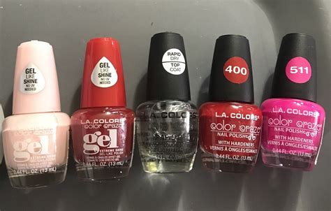 La Colors Color Craze Gel Nail Polish And Top Coat Lot Of 5 Shades Of