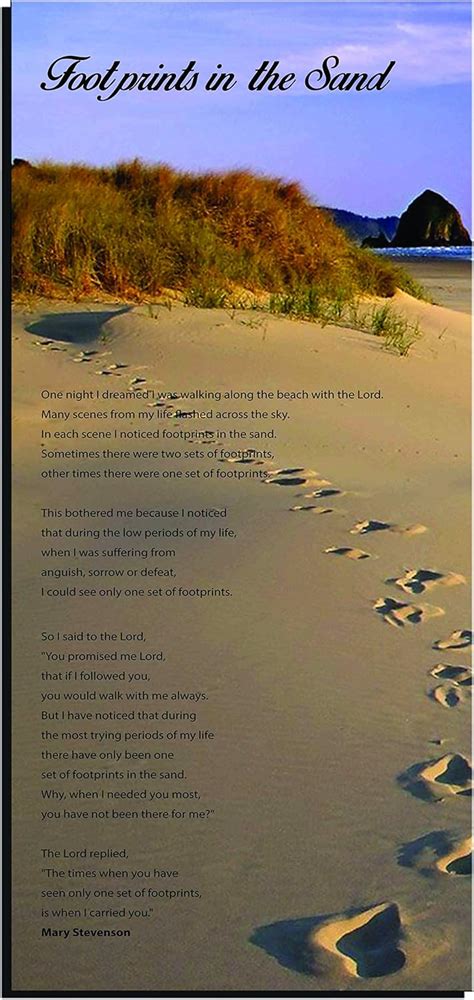 Beautiful Huge Footprints In The Sand Poem Vertical Framed Canvas