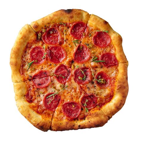 Pizza De Pepperoni Isolada Salame Imagem De Stock Imagem De Massa