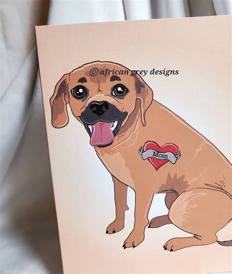 Custom Puggle Tattoo Greeting Card Etsy